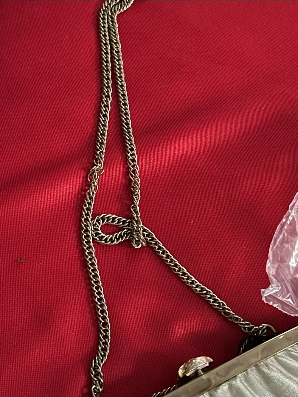 VTG HL Gold Clutch Purse W/Attached Coin Purse & Adj Chain Strap Clasp Closure